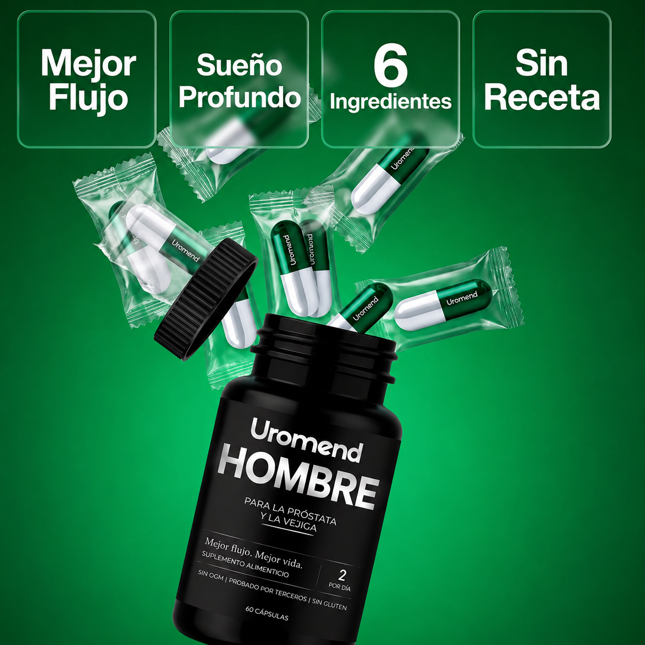 Soporte vesical natural.UROMEND 6 en 1